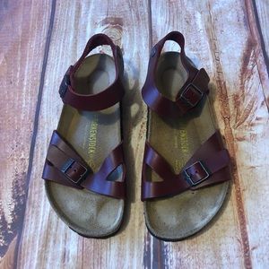 ❤️SOLD❤️Birkenstock Rio Strappy Ankle Sandal Maroon size 39